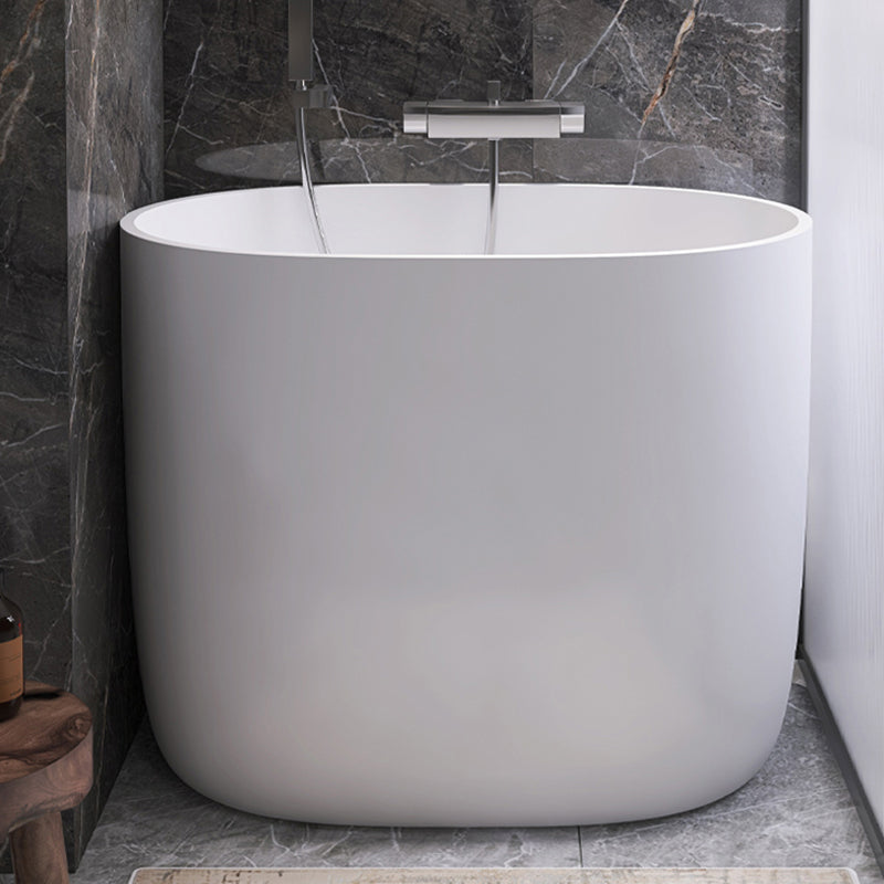 Modern Style Freestanding Bath Tub Acrylic Oval Bathtub in White 35"L x 23"W x 27"H Tub Clearhalo 'Bathroom Remodel & Bathroom Fixtures' 'Bathtubs' 'Home Improvement' 'home_improvement' 'home_improvement_bathtubs' 'Showers & Bathtubs' 6688986