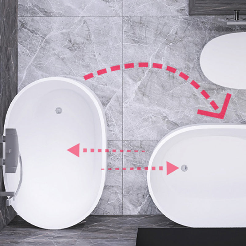 Modern Style Freestanding Bath Tub Acrylic Oval Bathtub in White Clearhalo 'Bathroom Remodel & Bathroom Fixtures' 'Bathtubs' 'Home Improvement' 'home_improvement' 'home_improvement_bathtubs' 'Showers & Bathtubs' 6688989