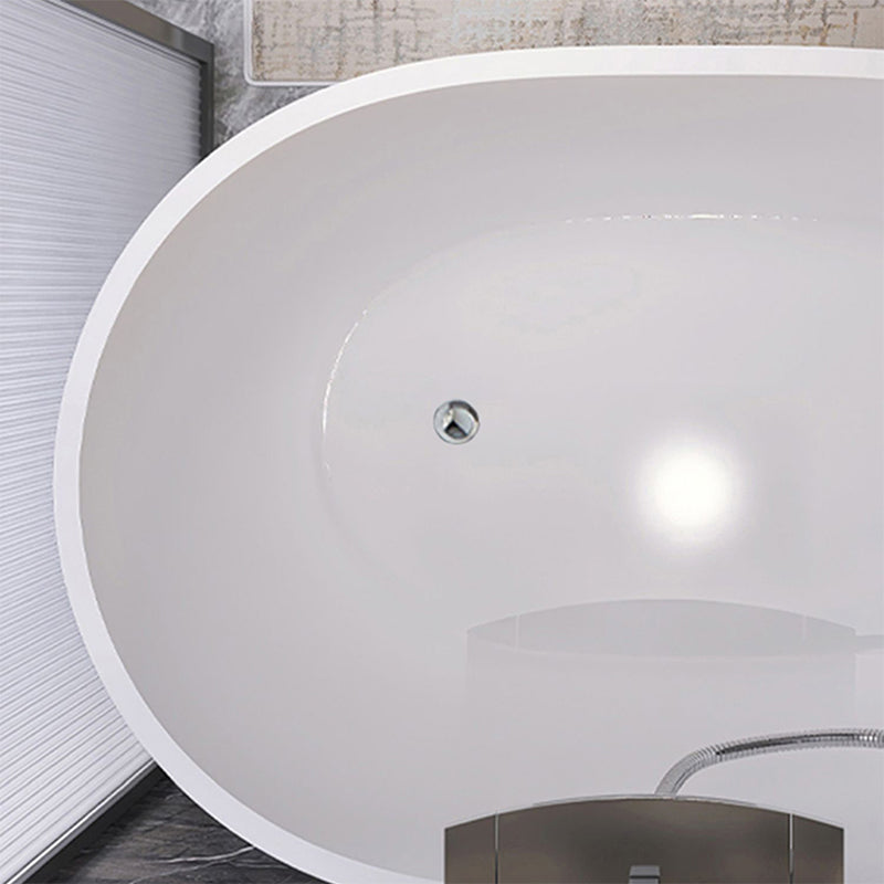 Modern Style Freestanding Bath Tub Acrylic Oval Bathtub in White Clearhalo 'Bathroom Remodel & Bathroom Fixtures' 'Bathtubs' 'Home Improvement' 'home_improvement' 'home_improvement_bathtubs' 'Showers & Bathtubs' 6688992