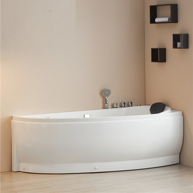 Modern Acrylic Corner Bathtub Soaking/Whirlpool Back to Wall Bathtub 55.5"L x 29.5"W x 24.4"H Faucet Included Left Clearhalo 'Bathroom Remodel & Bathroom Fixtures' 'Bathtubs' 'Home Improvement' 'home_improvement' 'home_improvement_bathtubs' 'Showers & Bathtubs' 6689056