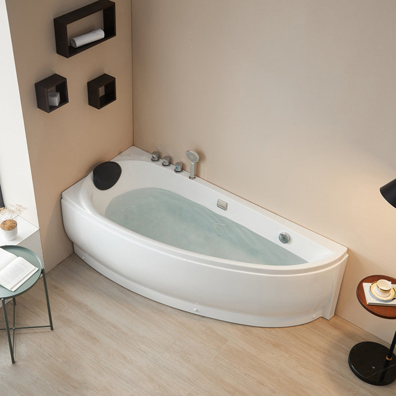 Modern Acrylic Corner Bathtub Soaking/Whirlpool Back to Wall Bathtub Faucet Included Right Clearhalo 'Bathroom Remodel & Bathroom Fixtures' 'Bathtubs' 'Home Improvement' 'home_improvement' 'home_improvement_bathtubs' 'Showers & Bathtubs' 6689057