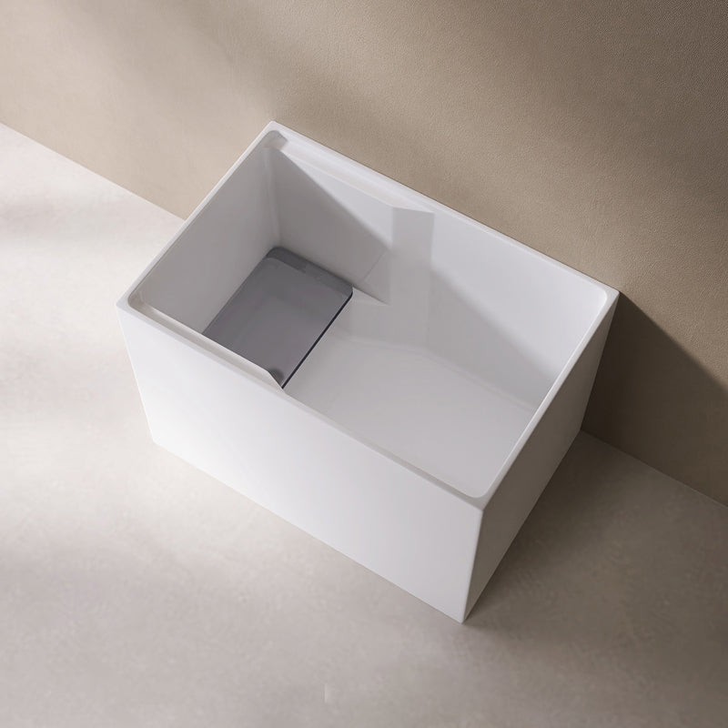 Modern Style Acrylic Soaking Bathtub Rectangle Back to Wall Bathtub Tub Clearhalo 'Bathroom Remodel & Bathroom Fixtures' 'Bathtubs' 'Home Improvement' 'home_improvement' 'home_improvement_bathtubs' 'Showers & Bathtubs' 6689099