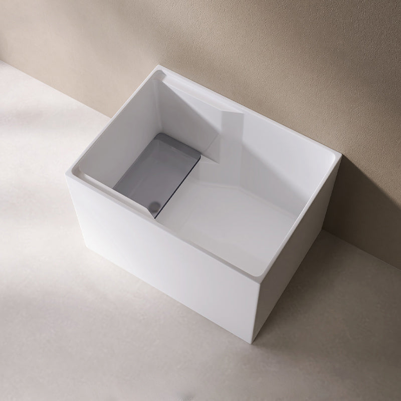 Modern Style Acrylic Soaking Bathtub Rectangle Back to Wall Bathtub Tub Clearhalo 'Bathroom Remodel & Bathroom Fixtures' 'Bathtubs' 'Home Improvement' 'home_improvement' 'home_improvement_bathtubs' 'Showers & Bathtubs' 6689100