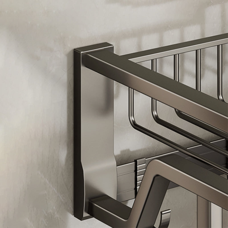 Contemporary Bath Hardware Set in Stainless Aluminum Matte Gray Robe Hooks/Towel Bar Clearhalo 'Bathroom Hardware Sets' 'Bathroom Hardware' 'Bathroom Remodel & Bathroom Fixtures' 'bathroom_hardware_sets' 'Home Improvement' 'home_improvement' 'home_improvement_bathroom_hardware_sets' 6689318