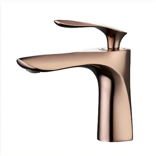 Contemporary Centerset Faucet Lever Handle Low Arc Solid Brass Faucet Rose Gold Clearhalo 'Bathroom Remodel & Bathroom Fixtures' 'Bathroom Sink Faucets' 'Bathroom Sinks & Faucet Components' 'bathroom_sink_faucets' 'Home Improvement' 'home_improvement' 'home_improvement_bathroom_sink_faucets' 6693930