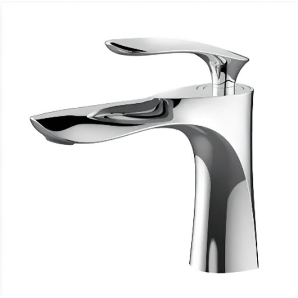 Contemporary Centerset Faucet Lever Handle Low Arc Solid Brass Faucet Chrome Clearhalo 'Bathroom Remodel & Bathroom Fixtures' 'Bathroom Sink Faucets' 'Bathroom Sinks & Faucet Components' 'bathroom_sink_faucets' 'Home Improvement' 'home_improvement' 'home_improvement_bathroom_sink_faucets' 6693932
