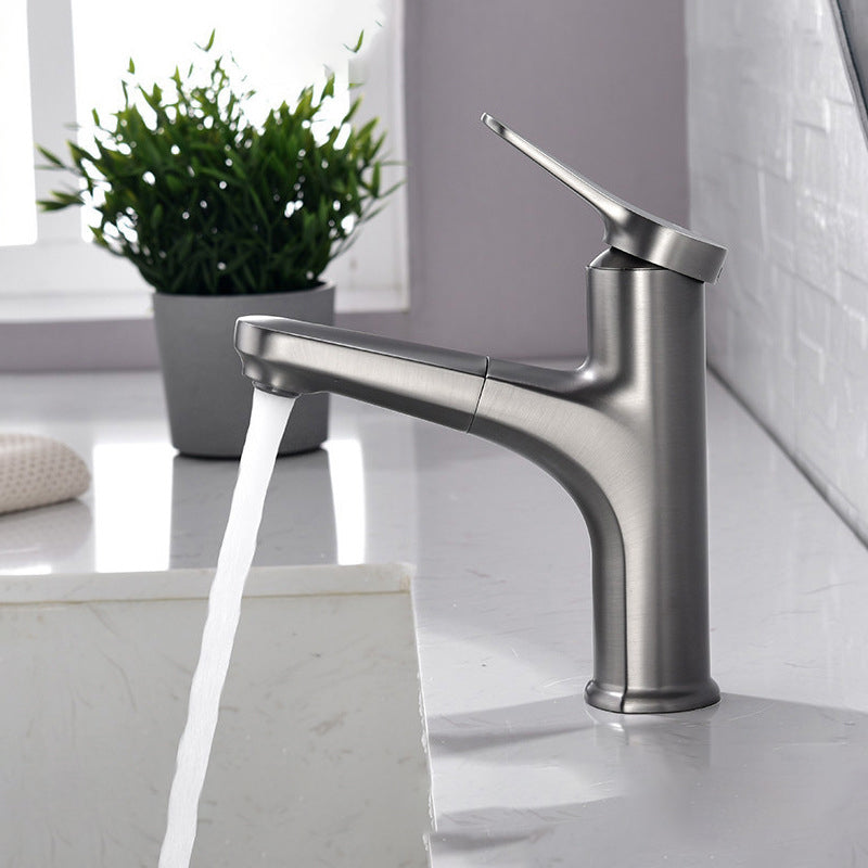 Basic Sink Faucet Brass Faucet Silver Centerset Lavatory Faucet Clearhalo 'Bathroom Remodel & Bathroom Fixtures' 'Bathroom Sink Faucets' 'Bathroom Sinks & Faucet Components' 'bathroom_sink_faucets' 'Home Improvement' 'home_improvement' 'home_improvement_bathroom_sink_faucets' 6693936
