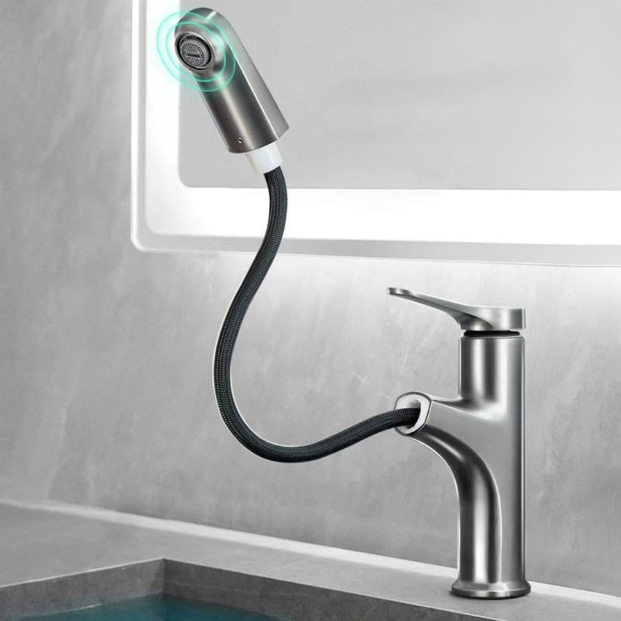 Basic Sink Faucet Brass Faucet Silver Centerset Lavatory Faucet Clearhalo 'Bathroom Remodel & Bathroom Fixtures' 'Bathroom Sink Faucets' 'Bathroom Sinks & Faucet Components' 'bathroom_sink_faucets' 'Home Improvement' 'home_improvement' 'home_improvement_bathroom_sink_faucets' 6693953