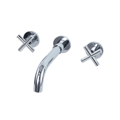 Glam Style Faucets Widespread Wall Mounted Bathroom Sink Faucet Chrome Clearhalo 'Bathroom Remodel & Bathroom Fixtures' 'Bathroom Sink Faucets' 'Bathroom Sinks & Faucet Components' 'bathroom_sink_faucets' 'Home Improvement' 'home_improvement' 'home_improvement_bathroom_sink_faucets' 6693981