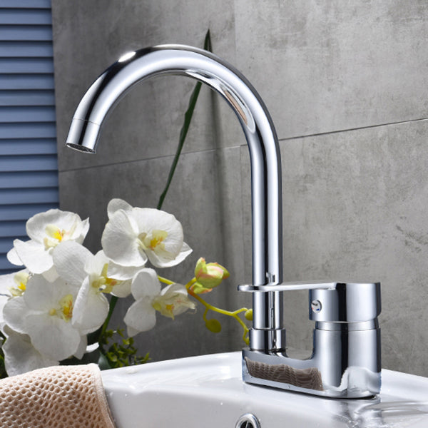 Chrome Circular Vessel Sink Faucet Swivel Spout Faucet for Bathroom Clearhalo 'Bathroom Remodel & Bathroom Fixtures' 'Bathroom Sink Faucets' 'Bathroom Sinks & Faucet Components' 'bathroom_sink_faucets' 'Home Improvement' 'home_improvement' 'home_improvement_bathroom_sink_faucets' 6693994