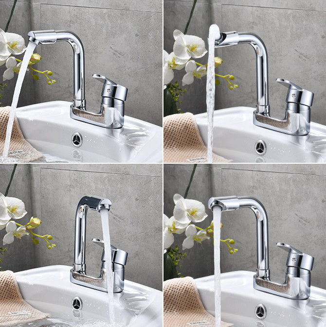 Chrome Circular Vessel Sink Faucet Swivel Spout Faucet for Bathroom Clearhalo 'Bathroom Remodel & Bathroom Fixtures' 'Bathroom Sink Faucets' 'Bathroom Sinks & Faucet Components' 'bathroom_sink_faucets' 'Home Improvement' 'home_improvement' 'home_improvement_bathroom_sink_faucets' 6694005