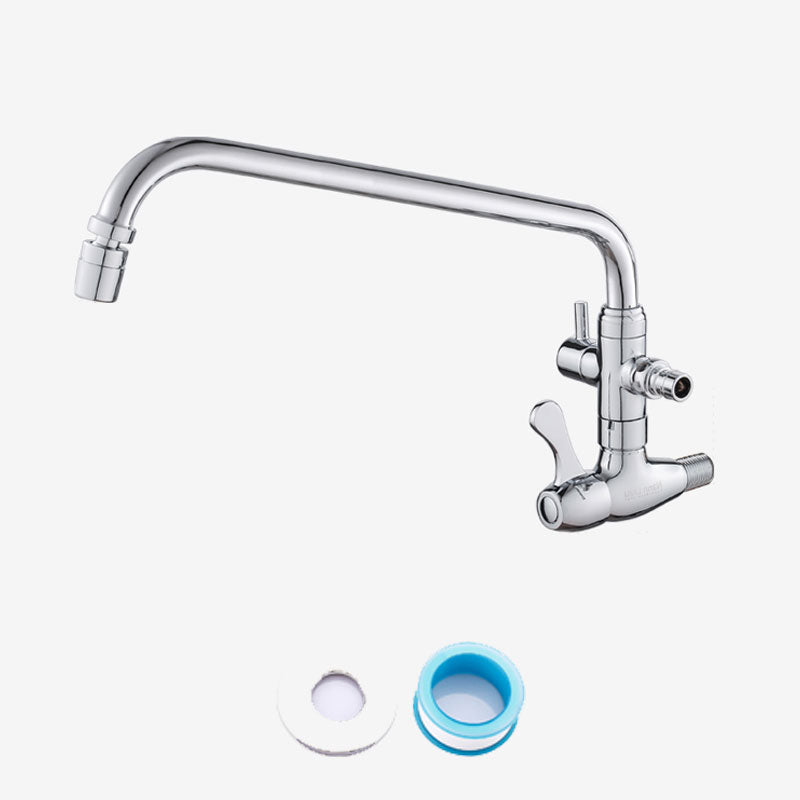 Modern Pull Down Single Handle Kitchen Faucet Wall-mounted Faucet in Chrome 8.7" Clearhalo 'Home Improvement' 'home_improvement' 'home_improvement_kitchen_faucets' 'Kitchen Faucets' 'Kitchen Remodel & Kitchen Fixtures' 'Kitchen Sinks & Faucet Components' 'kitchen_faucets' 6694054