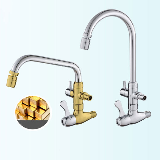Modern Pull Down Single Handle Kitchen Faucet Wall-mounted Faucet in Chrome Clearhalo 'Home Improvement' 'home_improvement' 'home_improvement_kitchen_faucets' 'Kitchen Faucets' 'Kitchen Remodel & Kitchen Fixtures' 'Kitchen Sinks & Faucet Components' 'kitchen_faucets' 6694055