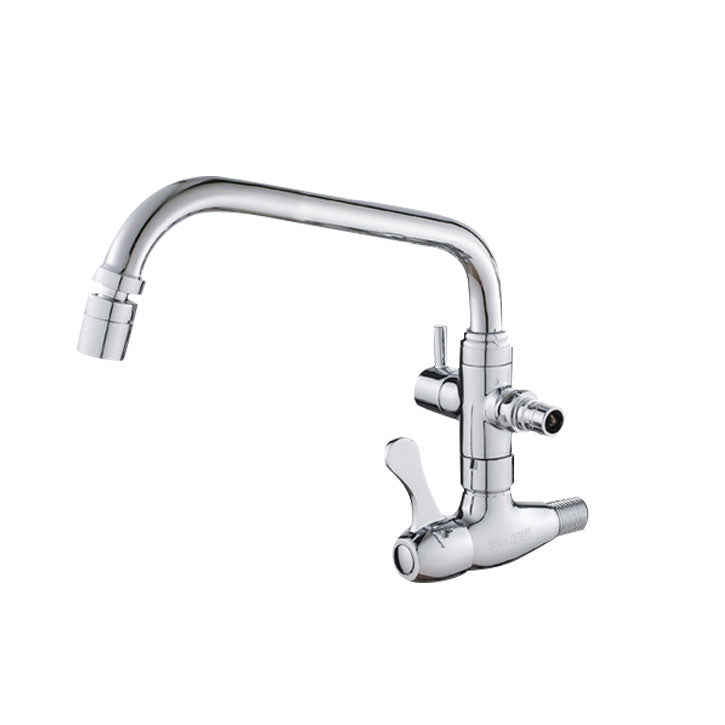 Modern Pull Down Single Handle Kitchen Faucet Wall-mounted Faucet in Chrome Clearhalo 'Home Improvement' 'home_improvement' 'home_improvement_kitchen_faucets' 'Kitchen Faucets' 'Kitchen Remodel & Kitchen Fixtures' 'Kitchen Sinks & Faucet Components' 'kitchen_faucets' 6694058