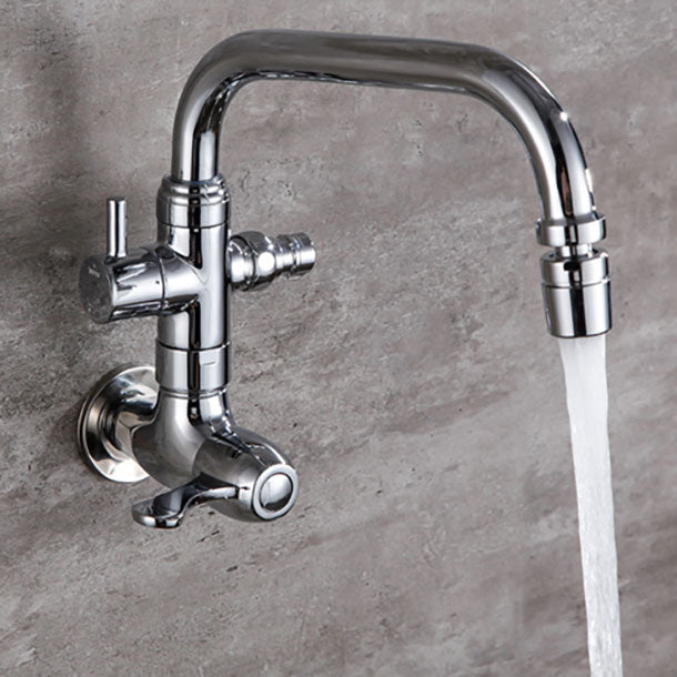 Modern Pull Down Single Handle Kitchen Faucet Wall-mounted Faucet in Chrome Clearhalo 'Home Improvement' 'home_improvement' 'home_improvement_kitchen_faucets' 'Kitchen Faucets' 'Kitchen Remodel & Kitchen Fixtures' 'Kitchen Sinks & Faucet Components' 'kitchen_faucets' 6694062