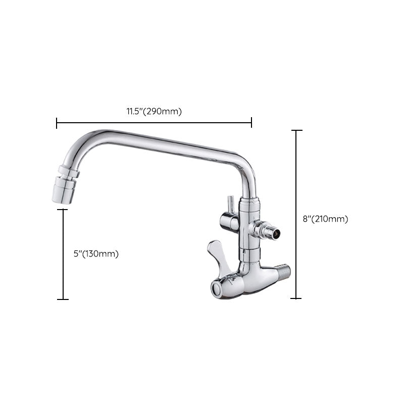 Modern Pull Down Single Handle Kitchen Faucet Wall-mounted Faucet in Chrome Clearhalo 'Home Improvement' 'home_improvement' 'home_improvement_kitchen_faucets' 'Kitchen Faucets' 'Kitchen Remodel & Kitchen Fixtures' 'Kitchen Sinks & Faucet Components' 'kitchen_faucets' 6694064