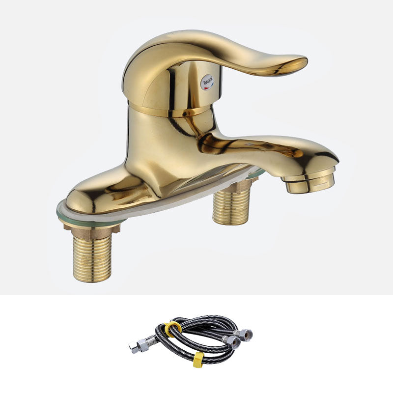 Modern Kitchen Faucet Brass with Supply Lines and Deck Plate Low Profile Bar Faucet Gold Supply Lines Included Clearhalo 'Home Improvement' 'home_improvement' 'home_improvement_kitchen_faucets' 'Kitchen Faucets' 'Kitchen Remodel & Kitchen Fixtures' 'Kitchen Sinks & Faucet Components' 'kitchen_faucets' 6694073