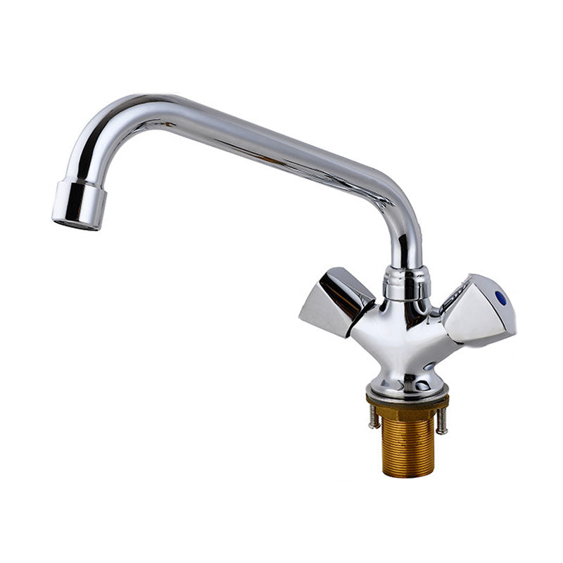 Contemporary Kitchen Faucet Double Handle High Arch Water Filler in Chrome 5.1" Clearhalo 'Home Improvement' 'home_improvement' 'home_improvement_kitchen_faucets' 'Kitchen Faucets' 'Kitchen Remodel & Kitchen Fixtures' 'Kitchen Sinks & Faucet Components' 'kitchen_faucets' 6694092