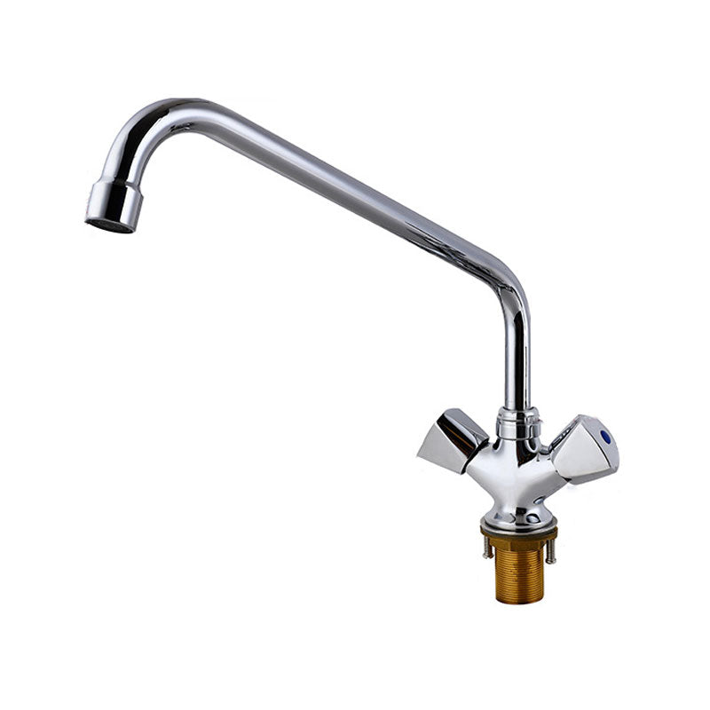 Contemporary Kitchen Faucet Double Handle High Arch Water Filler in Chrome 6.3" Clearhalo 'Home Improvement' 'home_improvement' 'home_improvement_kitchen_faucets' 'Kitchen Faucets' 'Kitchen Remodel & Kitchen Fixtures' 'Kitchen Sinks & Faucet Components' 'kitchen_faucets' 6694093