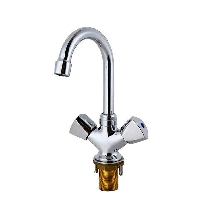 Contemporary Kitchen Faucet Double Handle High Arch Water Filler in Chrome Clearhalo 'Home Improvement' 'home_improvement' 'home_improvement_kitchen_faucets' 'Kitchen Faucets' 'Kitchen Remodel & Kitchen Fixtures' 'Kitchen Sinks & Faucet Components' 'kitchen_faucets' 6694099