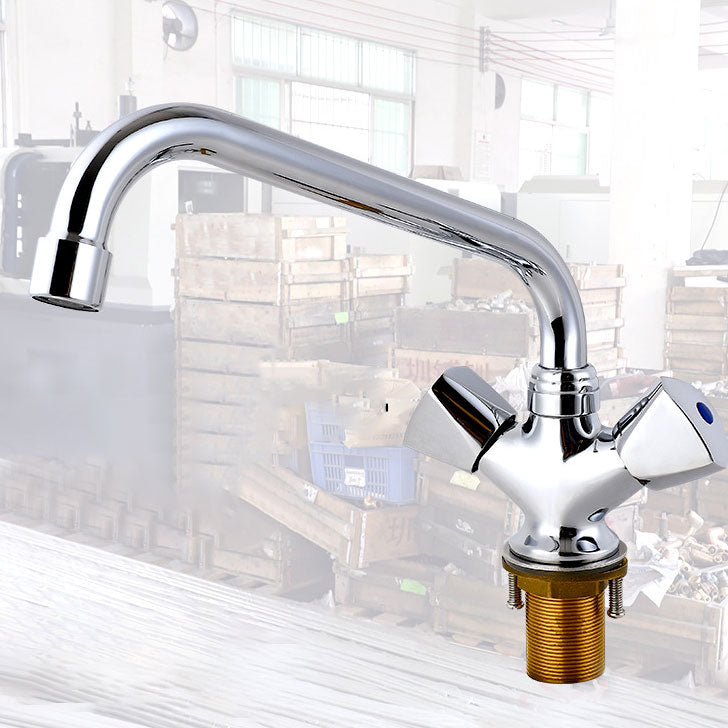 Contemporary Kitchen Faucet Double Handle High Arch Water Filler in Chrome Clearhalo 'Home Improvement' 'home_improvement' 'home_improvement_kitchen_faucets' 'Kitchen Faucets' 'Kitchen Remodel & Kitchen Fixtures' 'Kitchen Sinks & Faucet Components' 'kitchen_faucets' 6694101