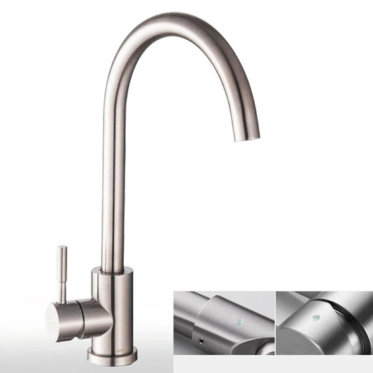 Modern Kitchen Sink Faucet Stainless Steel with Handles and Supply Lines Kitchen Faucet Clearhalo 'Home Improvement' 'home_improvement' 'home_improvement_kitchen_faucets' 'Kitchen Faucets' 'Kitchen Remodel & Kitchen Fixtures' 'Kitchen Sinks & Faucet Components' 'kitchen_faucets' 6694114