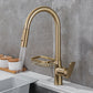 Pull Down Water Filler Single Handle Kitchen Faucet with Soap Basket Gold Clearhalo 'Home Improvement' 'home_improvement' 'home_improvement_kitchen_faucets' 'Kitchen Faucets' 'Kitchen Remodel & Kitchen Fixtures' 'Kitchen Sinks & Faucet Components' 'kitchen_faucets' 6694135