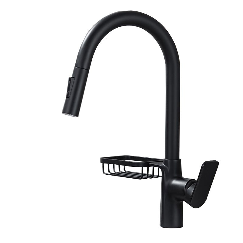 Pull Down Water Filler Single Handle Kitchen Faucet with Soap Basket Clearhalo 'Home Improvement' 'home_improvement' 'home_improvement_kitchen_faucets' 'Kitchen Faucets' 'Kitchen Remodel & Kitchen Fixtures' 'Kitchen Sinks & Faucet Components' 'kitchen_faucets' 6694138