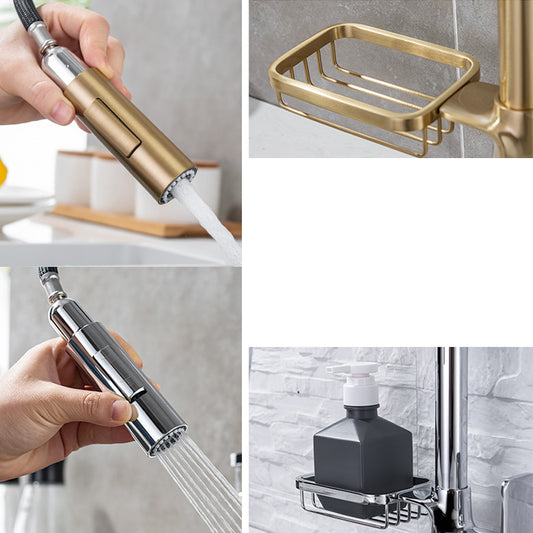 Pull Down Water Filler Single Handle Kitchen Faucet with Soap Basket Clearhalo 'Home Improvement' 'home_improvement' 'home_improvement_kitchen_faucets' 'Kitchen Faucets' 'Kitchen Remodel & Kitchen Fixtures' 'Kitchen Sinks & Faucet Components' 'kitchen_faucets' 6694144