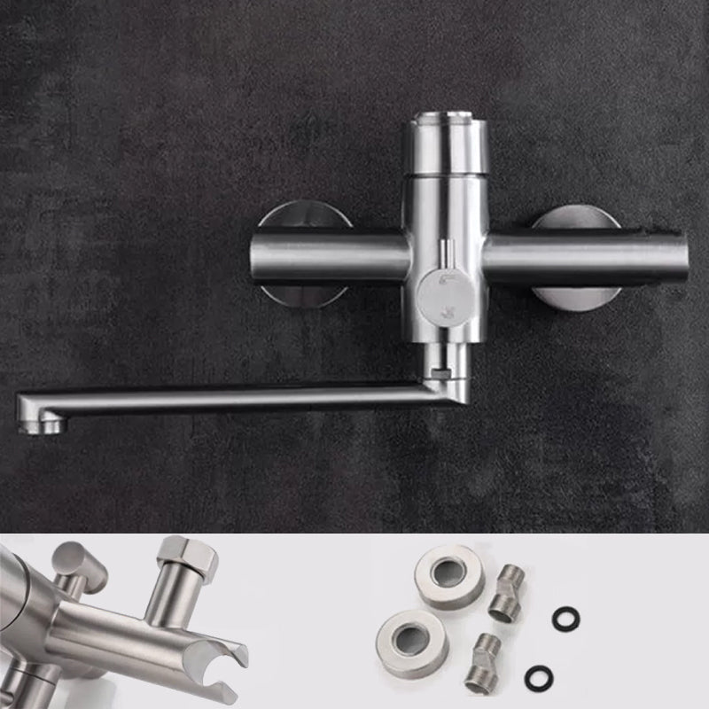 Wall Mounted Metal Tub Filler Low Arc Swivel Bathroom Faucet Round Hand Shower Not Included Spray Gun Not Included Clearhalo 'Bathroom Remodel & Bathroom Fixtures' 'Bathtub Faucets' 'bathtub_faucets' 'Home Improvement' 'home_improvement' 'home_improvement_bathtub_faucets' 6694316
