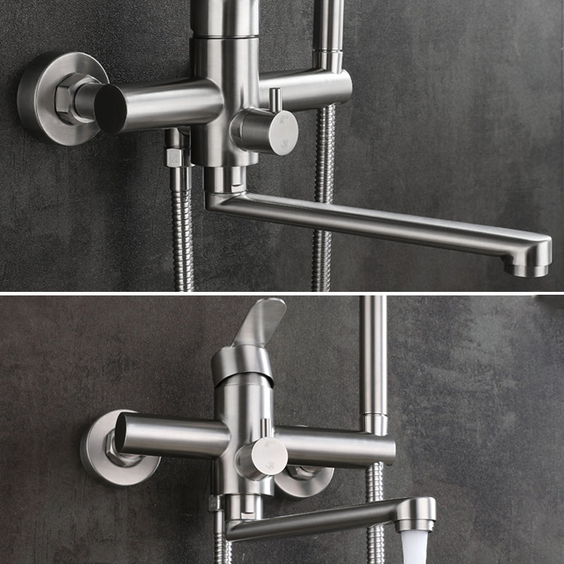 Wall Mounted Metal Tub Filler Low Arc Swivel Bathroom Faucet Clearhalo 'Bathroom Remodel & Bathroom Fixtures' 'Bathtub Faucets' 'bathtub_faucets' 'Home Improvement' 'home_improvement' 'home_improvement_bathtub_faucets' 6694322