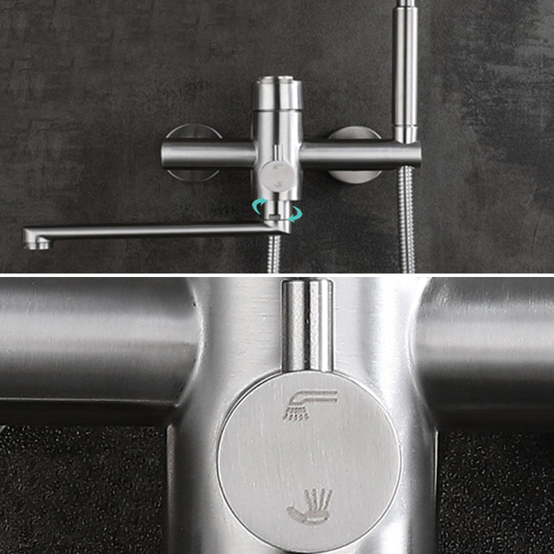 Wall Mounted Metal Tub Filler Low Arc Swivel Bathroom Faucet Clearhalo 'Bathroom Remodel & Bathroom Fixtures' 'Bathtub Faucets' 'bathtub_faucets' 'Home Improvement' 'home_improvement' 'home_improvement_bathtub_faucets' 6694323