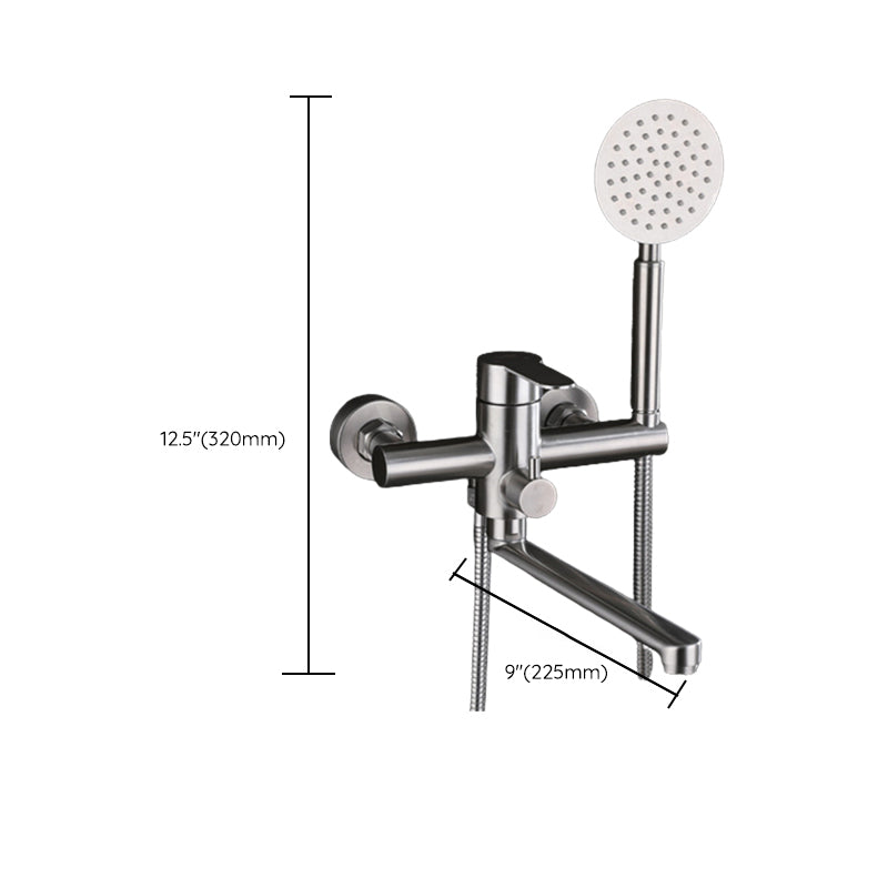 Wall Mounted Metal Tub Filler Low Arc Swivel Bathroom Faucet Clearhalo 'Bathroom Remodel & Bathroom Fixtures' 'Bathtub Faucets' 'bathtub_faucets' 'Home Improvement' 'home_improvement' 'home_improvement_bathtub_faucets' 6694332