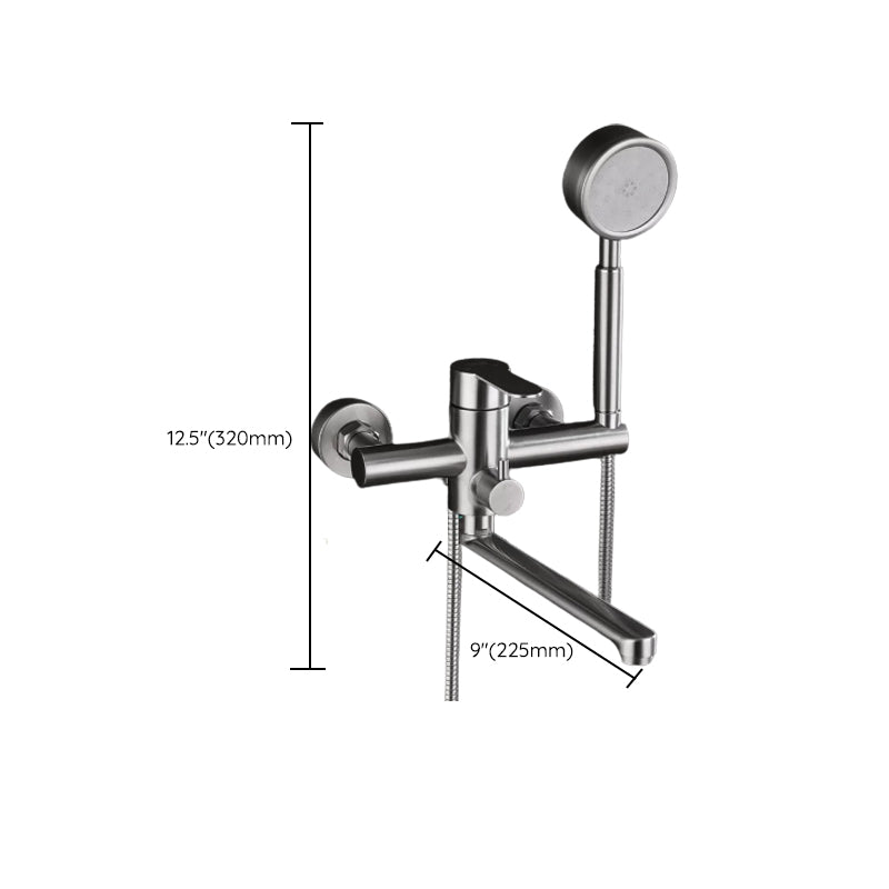 Wall Mounted Metal Tub Filler Low Arc Swivel Bathroom Faucet Clearhalo 'Bathroom Remodel & Bathroom Fixtures' 'Bathtub Faucets' 'bathtub_faucets' 'Home Improvement' 'home_improvement' 'home_improvement_bathtub_faucets' 6694334