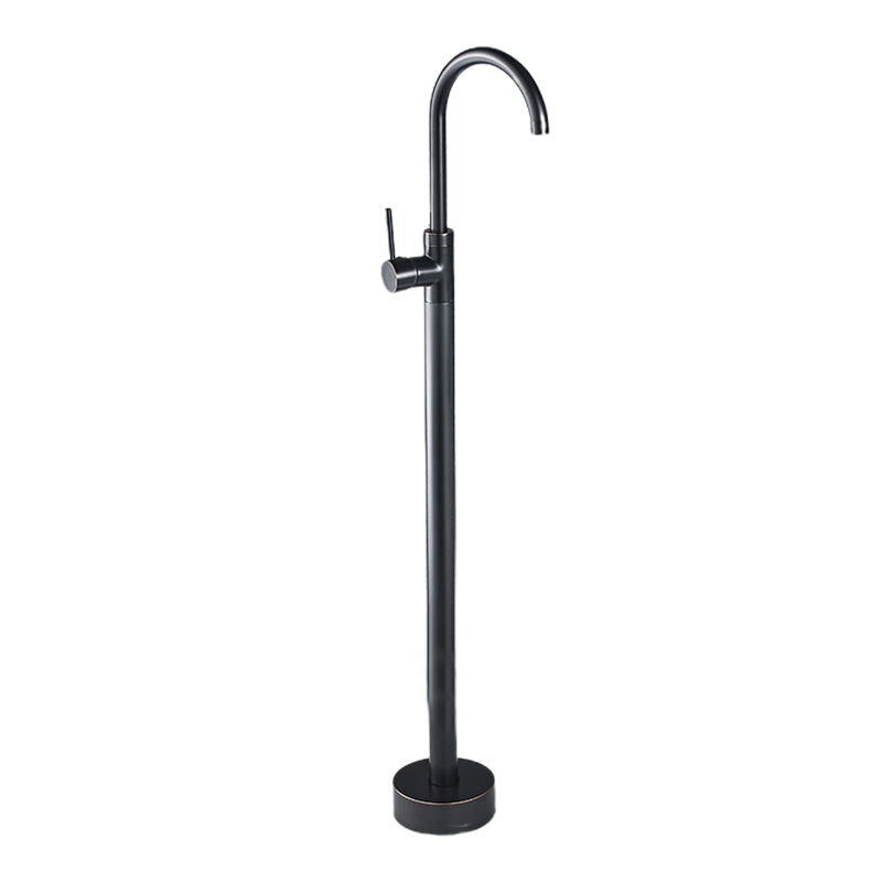 Floor Mounted Metal Freestanding Tub Filler Double Handles Freestanding Bathtub Faucet Black Hand Shower Not Included Ground Clearhalo 'Bathroom Remodel & Bathroom Fixtures' 'Bathtub Faucets' 'bathtub_faucets' 'Home Improvement' 'home_improvement' 'home_improvement_bathtub_faucets' 6694359
