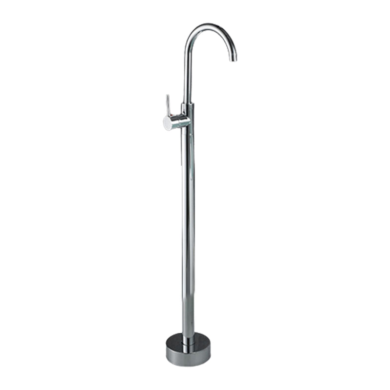 Floor Mounted Metal Freestanding Tub Filler Double Handles Freestanding Bathtub Faucet Chrome Hand Shower Not Included Ground Clearhalo 'Bathroom Remodel & Bathroom Fixtures' 'Bathtub Faucets' 'bathtub_faucets' 'Home Improvement' 'home_improvement' 'home_improvement_bathtub_faucets' 6694368