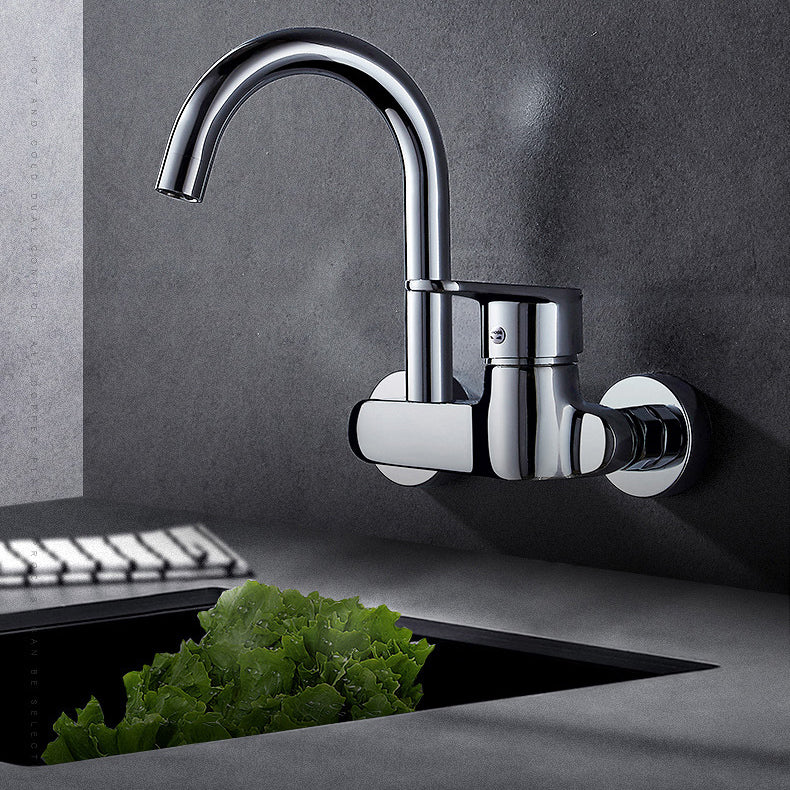Single Handle Pull-down Kitchen Faucet Nickel Bar Faucet with Accessories Clearhalo 'Home Improvement' 'home_improvement' 'home_improvement_kitchen_faucets' 'Kitchen Faucets' 'Kitchen Remodel & Kitchen Fixtures' 'Kitchen Sinks & Faucet Components' 'kitchen_faucets' 6694375