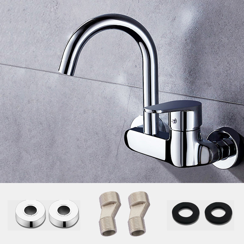 Single Handle Pull-down Kitchen Faucet Nickel Bar Faucet with Accessories 8.3" Clearhalo 'Home Improvement' 'home_improvement' 'home_improvement_kitchen_faucets' 'Kitchen Faucets' 'Kitchen Remodel & Kitchen Fixtures' 'Kitchen Sinks & Faucet Components' 'kitchen_faucets' 6694376