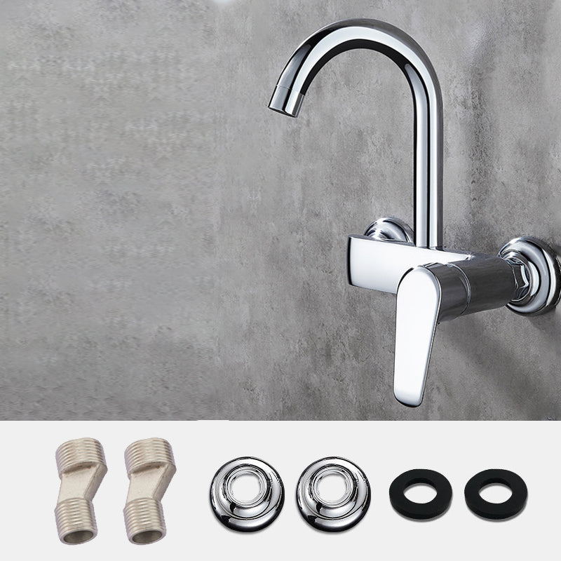 Single Handle Pull-down Kitchen Faucet Nickel Bar Faucet with Accessories 9.1" Clearhalo 'Home Improvement' 'home_improvement' 'home_improvement_kitchen_faucets' 'Kitchen Faucets' 'Kitchen Remodel & Kitchen Fixtures' 'Kitchen Sinks & Faucet Components' 'kitchen_faucets' 6694377