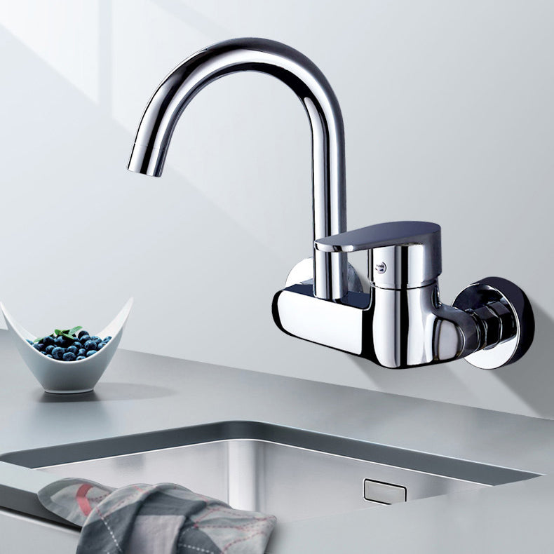 Single Handle Pull-down Kitchen Faucet Nickel Bar Faucet with Accessories Clearhalo 'Home Improvement' 'home_improvement' 'home_improvement_kitchen_faucets' 'Kitchen Faucets' 'Kitchen Remodel & Kitchen Fixtures' 'Kitchen Sinks & Faucet Components' 'kitchen_faucets' 6694378