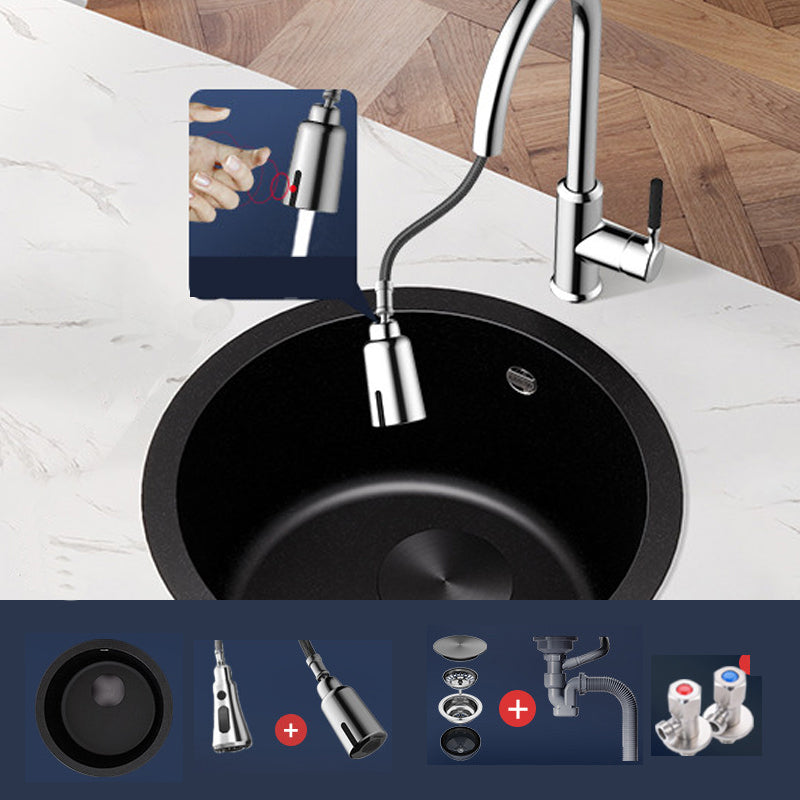 Modern Style Kitchen Sink Stainless Steel Corrosion Resistant Kitchen Sink 17"L x 17"W x 7"H Sink with Faucet Induction Pull Out Faucet Clearhalo 'Home Improvement' 'home_improvement' 'home_improvement_kitchen_sinks' 'Kitchen Remodel & Kitchen Fixtures' 'Kitchen Sinks & Faucet Components' 'Kitchen Sinks' 'kitchen_sinks' 6694411