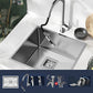 Modern Style Kitchen Sink Stainless Steel Corrosion Resistant Kitchen Sink 17"L x 12"W x 7"H Sink with Faucet Round Pull Out Faucet Clearhalo 'Home Improvement' 'home_improvement' 'home_improvement_kitchen_sinks' 'Kitchen Remodel & Kitchen Fixtures' 'Kitchen Sinks & Faucet Components' 'Kitchen Sinks' 'kitchen_sinks' 6694417