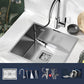 Modern Style Kitchen Sink Stainless Steel Corrosion Resistant Kitchen Sink 17"L x 12"W x 7"H Sink with Faucet Flare Pull Tap Clearhalo 'Home Improvement' 'home_improvement' 'home_improvement_kitchen_sinks' 'Kitchen Remodel & Kitchen Fixtures' 'Kitchen Sinks & Faucet Components' 'Kitchen Sinks' 'kitchen_sinks' 6694418