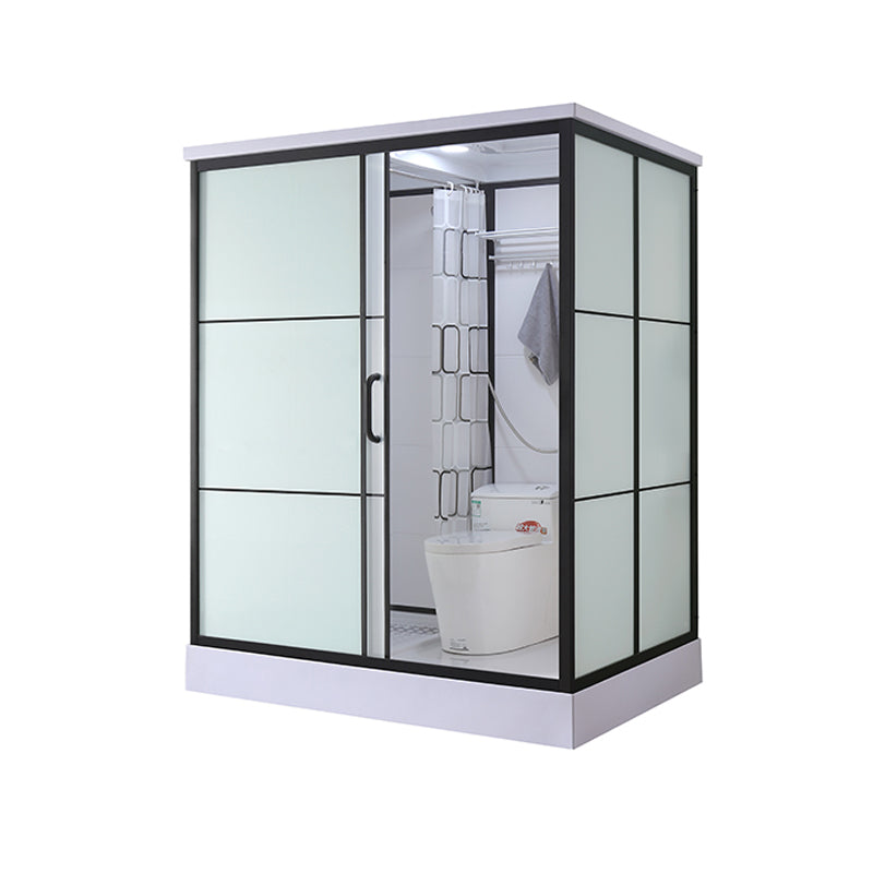 Black Framed Shower Stall with White Base Tempered Glass Shower Stall 47"L x 67"W x 85"H Toilet Included Rectangle Clearhalo 'Bathroom Remodel & Bathroom Fixtures' 'Home Improvement' 'home_improvement' 'home_improvement_shower_stalls_enclosures' 'Shower Stalls & Enclosures' 'shower_stalls_enclosures' 'Showers & Bathtubs' 6694431