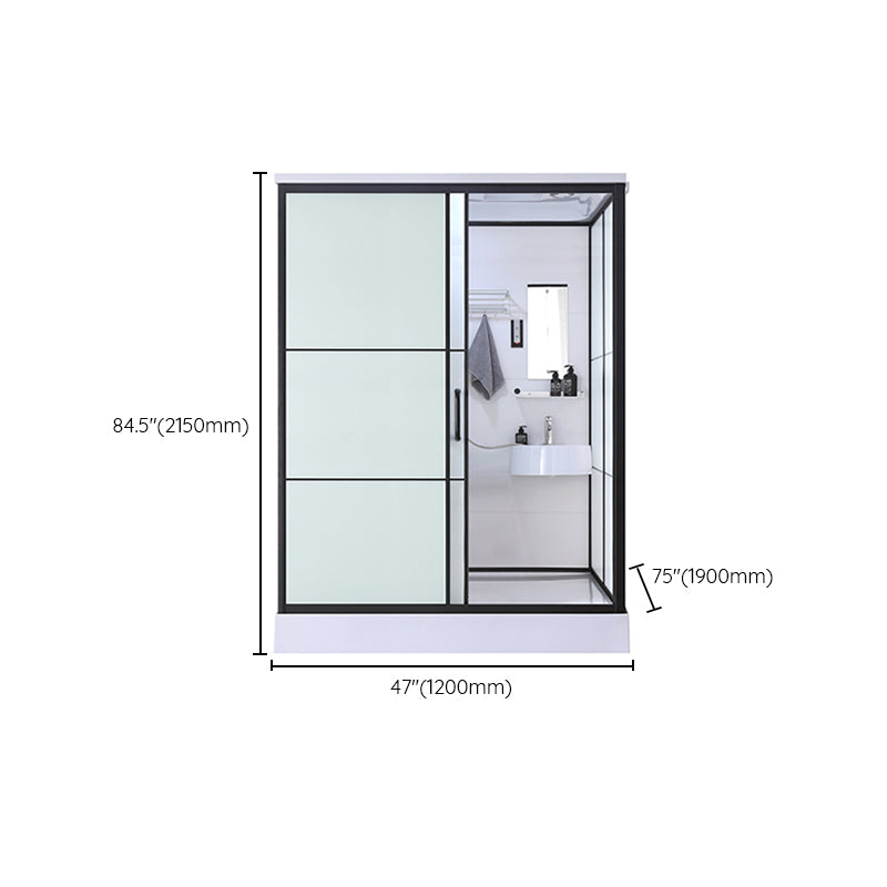 Black Framed Shower Stall with White Base Tempered Glass Shower Stall Clearhalo 'Bathroom Remodel & Bathroom Fixtures' 'Home Improvement' 'home_improvement' 'home_improvement_shower_stalls_enclosures' 'Shower Stalls & Enclosures' 'shower_stalls_enclosures' 'Showers & Bathtubs' 6694446
