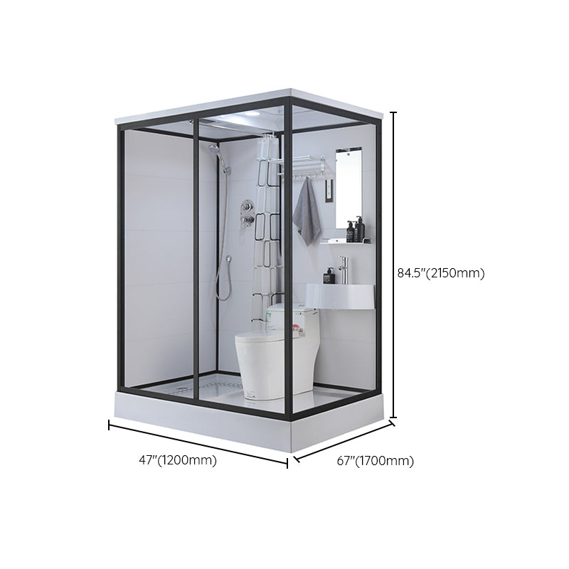 Black Framed Shower Stall with White Base Tempered Glass Shower Stall Clearhalo 'Bathroom Remodel & Bathroom Fixtures' 'Home Improvement' 'home_improvement' 'home_improvement_shower_stalls_enclosures' 'Shower Stalls & Enclosures' 'shower_stalls_enclosures' 'Showers & Bathtubs' 6694447