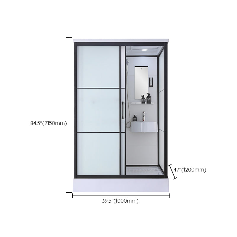 Black Framed Shower Stall with White Base Tempered Glass Shower Stall Clearhalo 'Bathroom Remodel & Bathroom Fixtures' 'Home Improvement' 'home_improvement' 'home_improvement_shower_stalls_enclosures' 'Shower Stalls & Enclosures' 'shower_stalls_enclosures' 'Showers & Bathtubs' 6694456