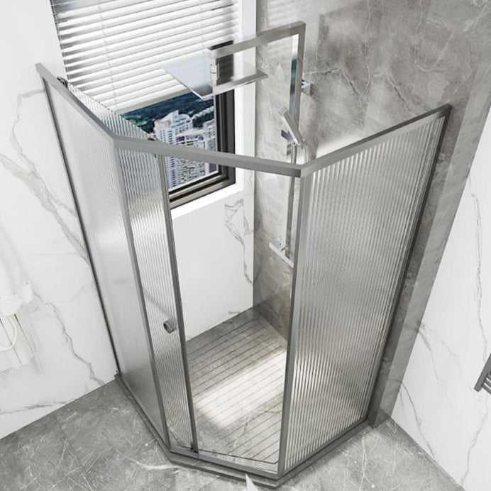 Contemporary Shower Enclosure Neo-Angle Semi-Frameless Clear Shower Enclosure Clearhalo 'Bathroom Remodel & Bathroom Fixtures' 'Home Improvement' 'home_improvement' 'home_improvement_shower_stalls_enclosures' 'Shower Stalls & Enclosures' 'shower_stalls_enclosures' 'Showers & Bathtubs' 6694638