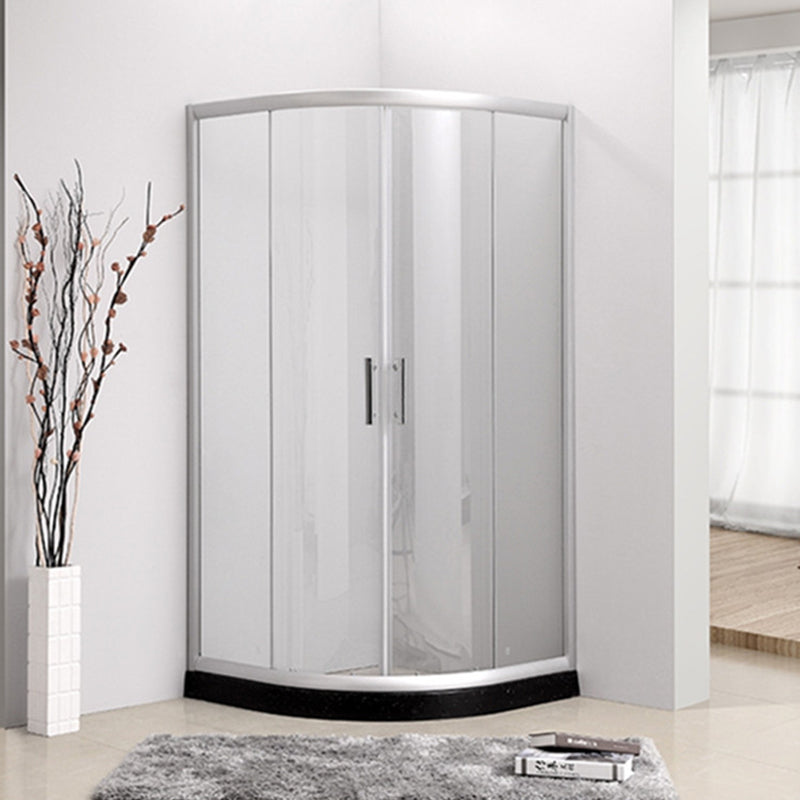Contemporary Shower Stall Striped Round Semi-Frameless Shower Stall Clearhalo 'Bathroom Remodel & Bathroom Fixtures' 'Home Improvement' 'home_improvement' 'home_improvement_shower_stalls_enclosures' 'Shower Stalls & Enclosures' 'shower_stalls_enclosures' 'Showers & Bathtubs' 6694664