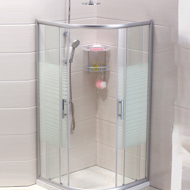 Contemporary Shower Stall Striped Round Semi-Frameless Shower Stall Clearhalo 'Bathroom Remodel & Bathroom Fixtures' 'Home Improvement' 'home_improvement' 'home_improvement_shower_stalls_enclosures' 'Shower Stalls & Enclosures' 'shower_stalls_enclosures' 'Showers & Bathtubs' 6694666